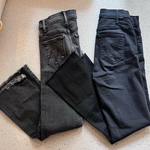 Set of 2: Mother hustler ankle fray jeans (gray and black)
